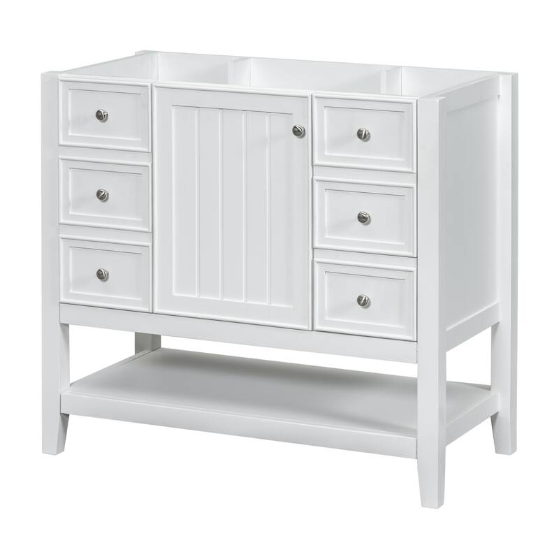 36" Bathroom Vanity without Sink, Cabinet Base Only, One Cabinet and three Drawers