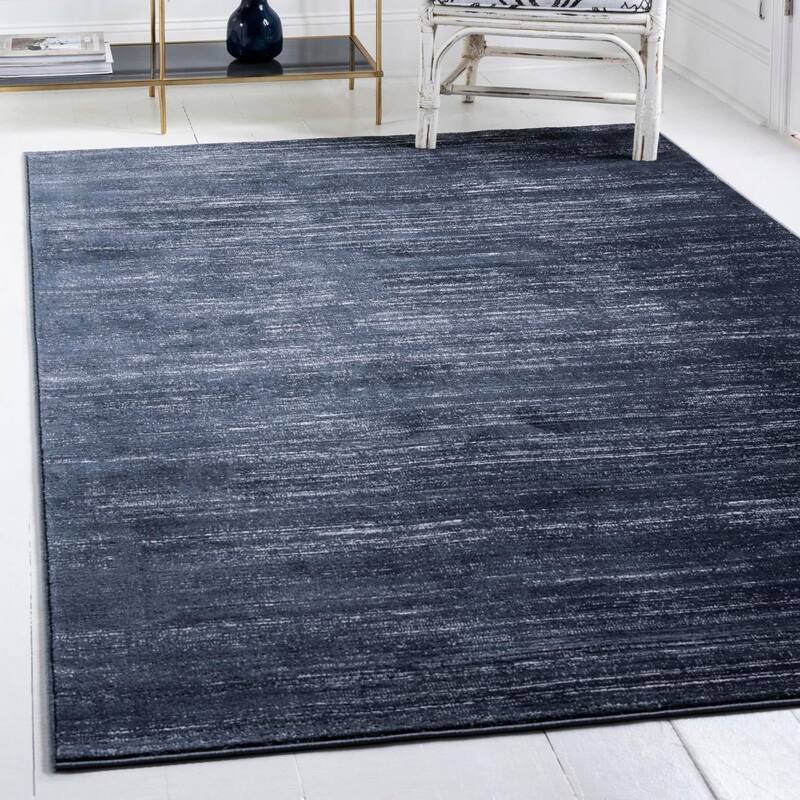 Solid/Striped Richye Collection Area Rug - Navy Blue - 7'1"x10'