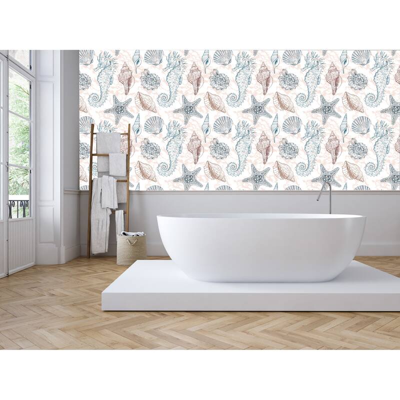 Marine Seahorse and Corals Removable Wallpaper - 24'' inch x 10'ft