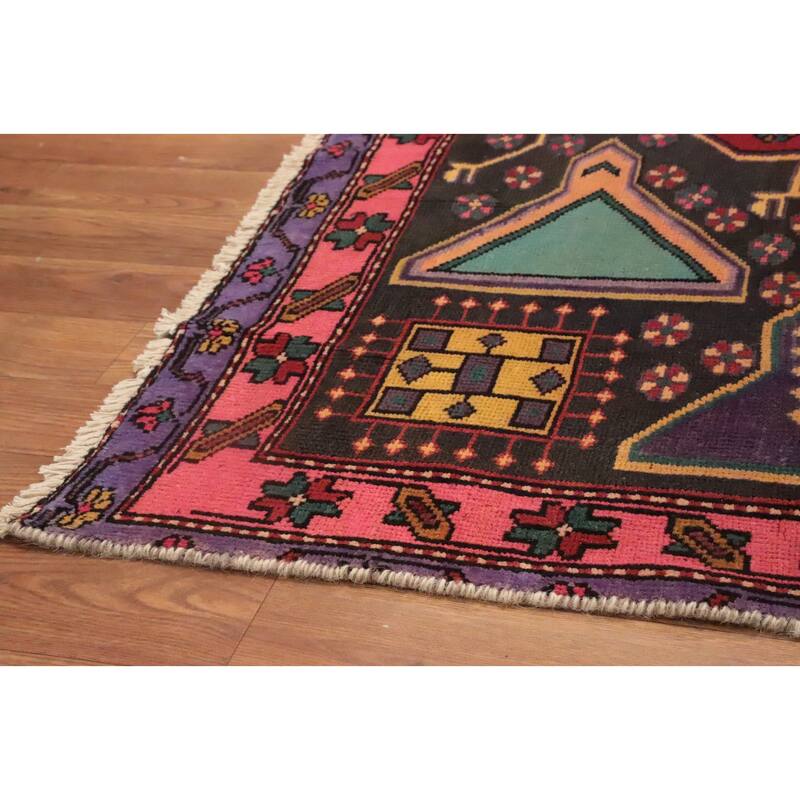 Hand Knotted Oriental 100% Wool Carpet Traditional Geometric Red Ardebil Runner Rug - 9' 3'' X 4' 1''