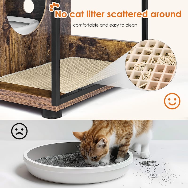 Litter Box Enclosure for 2 Cats. Cat Litter Box Furniture,Enclosed Cat Litter Boxes,Cat Furniture Cabinet,Rustic Brown