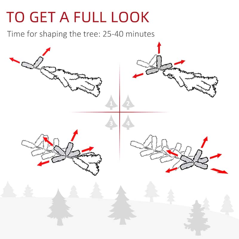 HOMCOM Unlit Snow-Flocked Slim Tree - Realistic Branches, Snowy Finish - Green