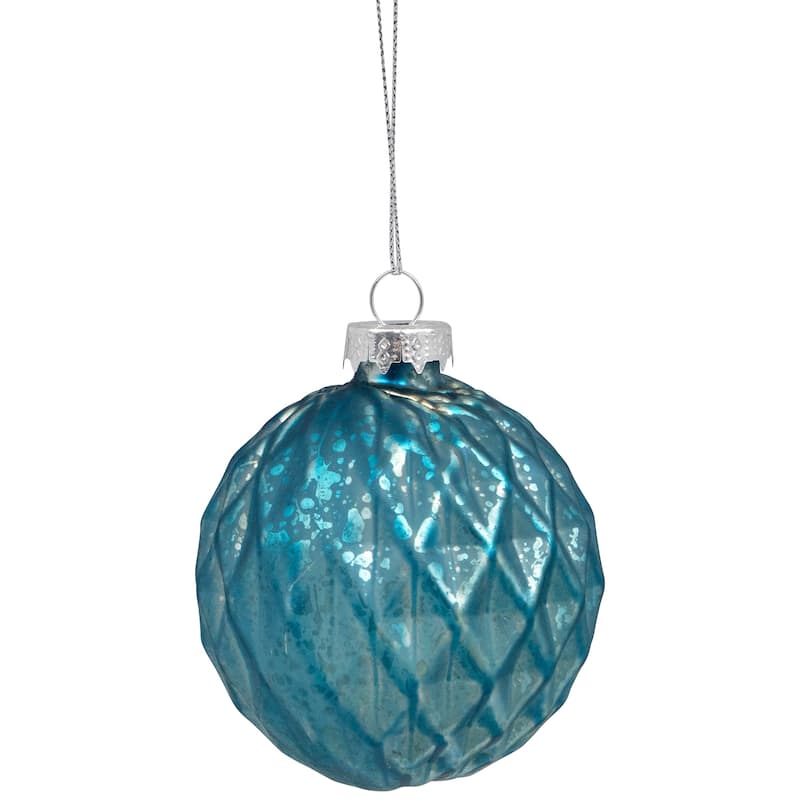 Onion and Glass Ball Christmas Ornaments - 3.25" - Royal Blue - Set of 12