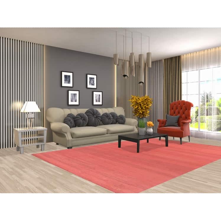 Modern Gabbeh Oriental Area Rug Hand-Knotted Pink Wool Carpet - 6'10" x 9'9"