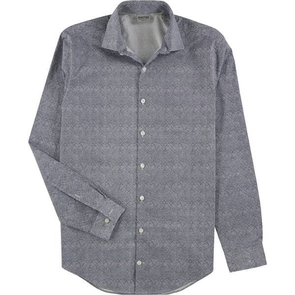Kenneth Cole Mens Slim Fit Button Up Dress Shirt, Blue, 15" Neck 32"-33"  Sleeve - Bed Bath & Beyond - 41864423