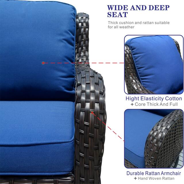 OVIOS 6-piece Rattan Wicker Patio Furniture Set Swivel Rocking Chair Set
