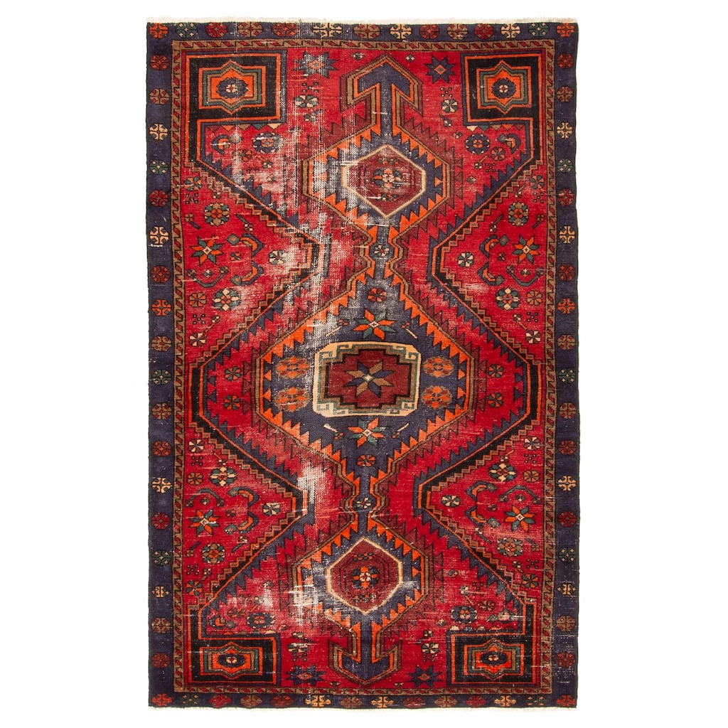 ECARPETGALLERY Hand-knotted Antalya Vintage Red Wool Rug - 4'2 x 6'9