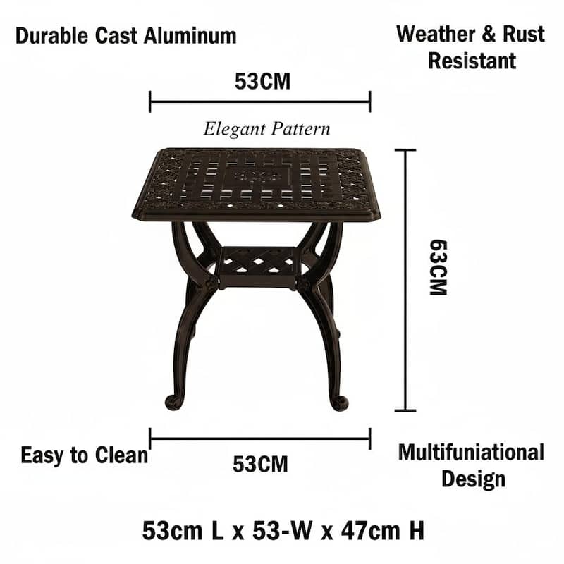 Stylish Aluminum Square Coffee Table for Outdoor Living Room