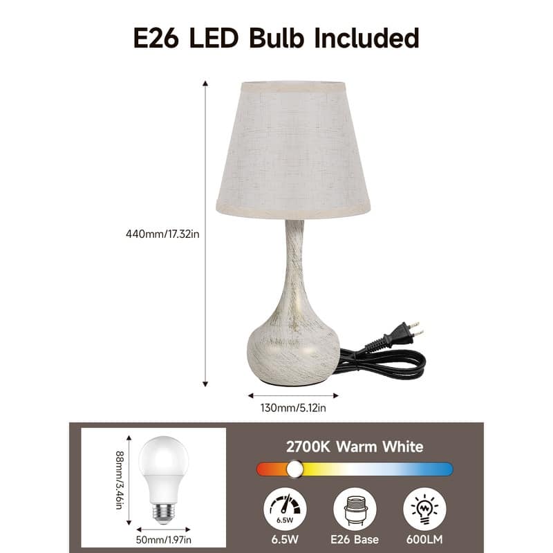 16.54 in.H 3-Way Dimming Touch Control Table Lamp, Bedroom Bedside Lamp (Set of 2) Desk Lamp for Reading, Bedroom