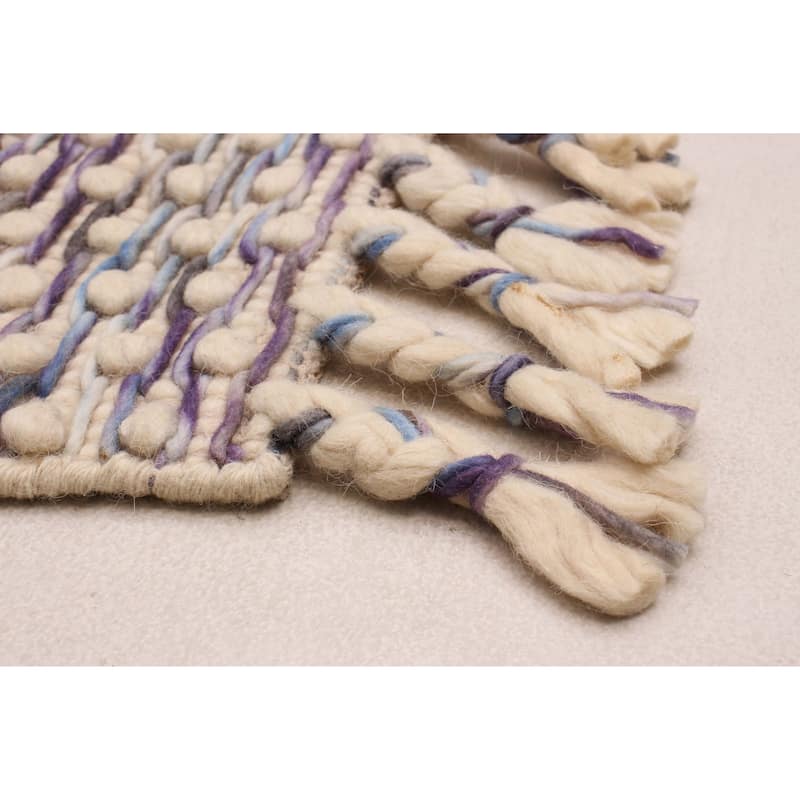 ECARPETGALLERY Braid weave Sienna Ivory Wool Rug - 3' 6" x 8' 1"