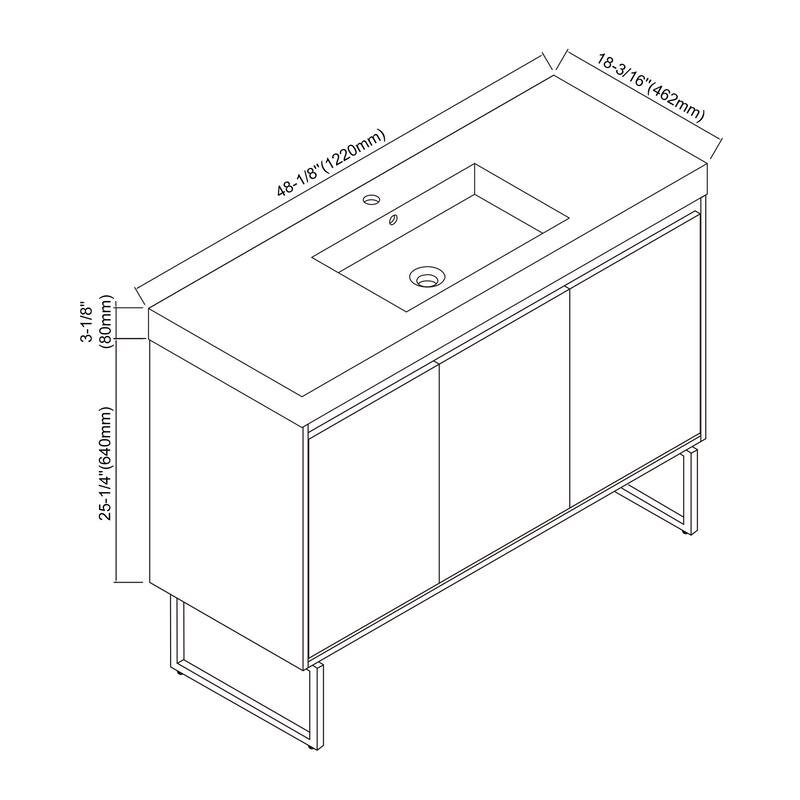 Kennan 48" Single Bathroom Vanity Set with Rectangle Legs