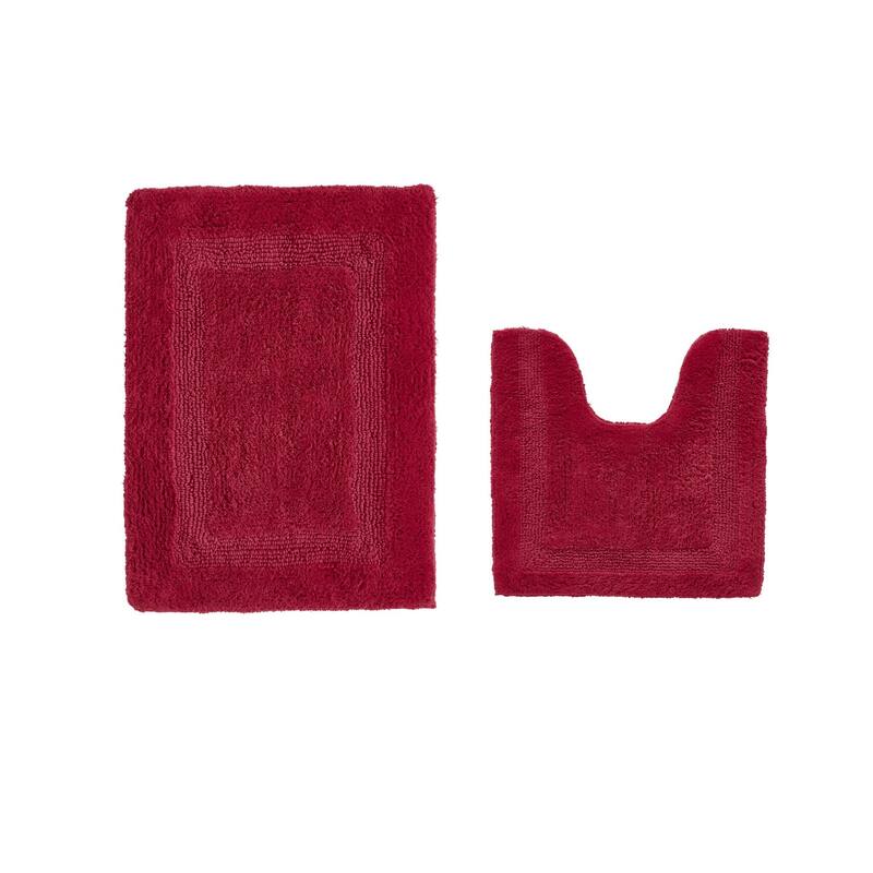 Better Trends Bath Rugs Set 100% Cotton Reversible Water Absorbent Bathroom Rug for Shower, Sink, Bath Mats - Lux Collection