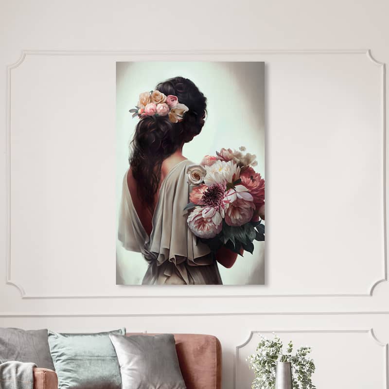 Wynwood Studio Fashion and Glam Marianna Gray and Light Pink Traditional Wall Art Canvas Print - 54 x 36