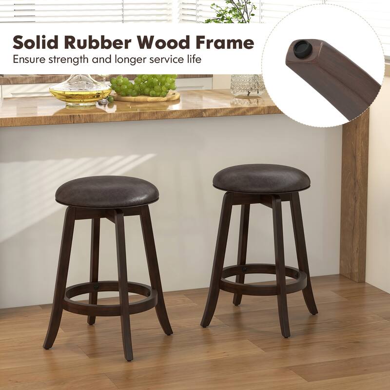Gymax 24'' Counter Height Stools Set of 2 w/ Swivel Round Seat &