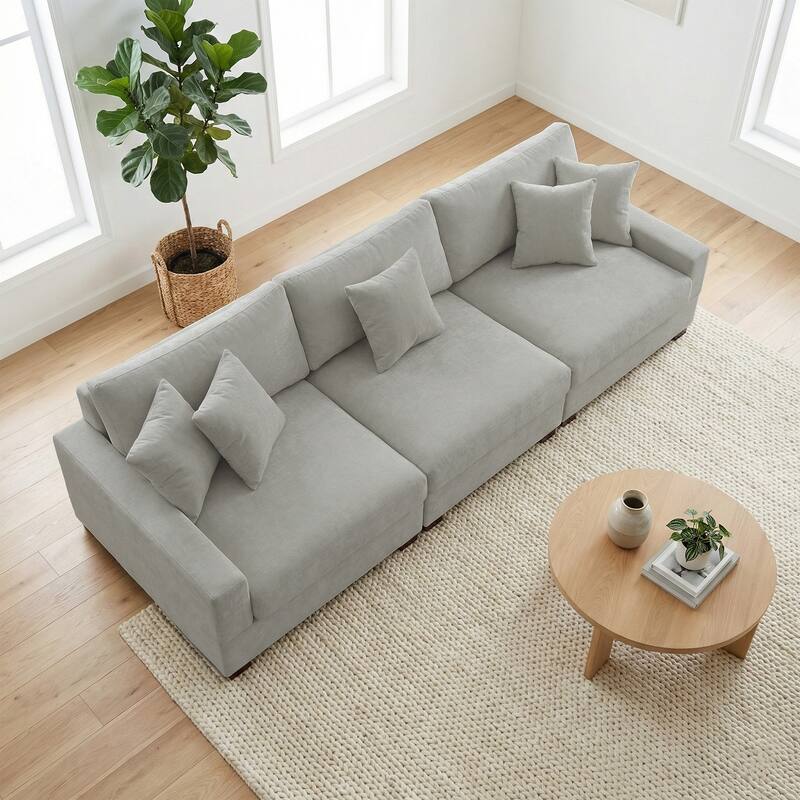 Oversized Chenille Modular Sectional Sofa With Deep Seat