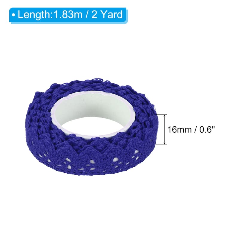 3pcs 0.6" Wide 2 Yards Self-Adhesive Lace Tape Ribbon Stickers - Sapphire