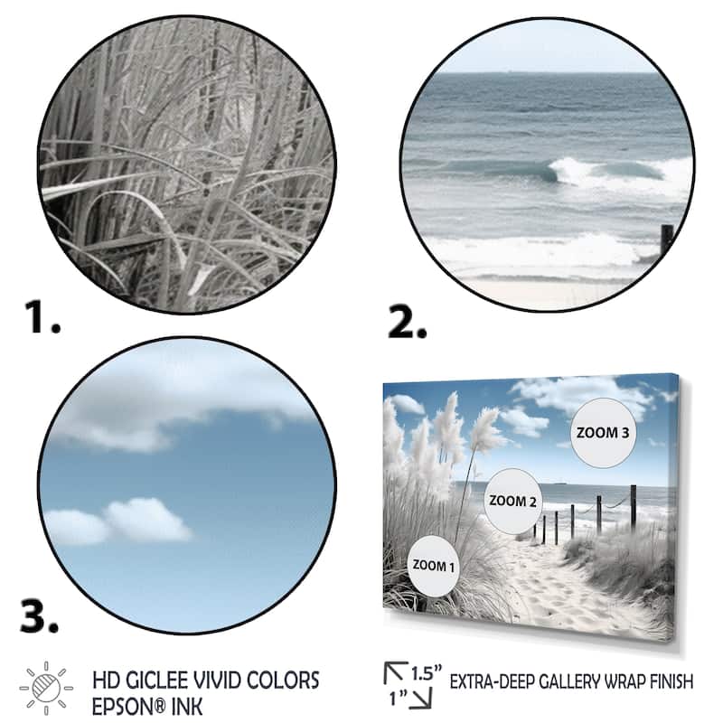 Designart "Beach Seascape Dreams Path II" Nautical & Beach Framed Canvas Prints