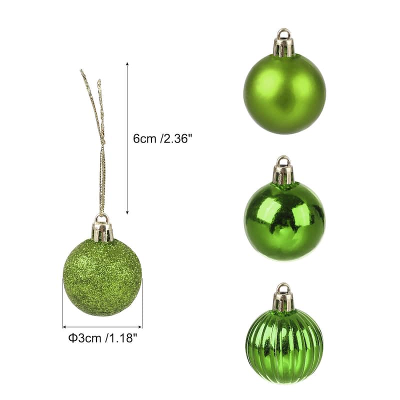 24Pcs 1.18 Inch Christmas Balls Shatterproof Ornaments Balls - Light Green