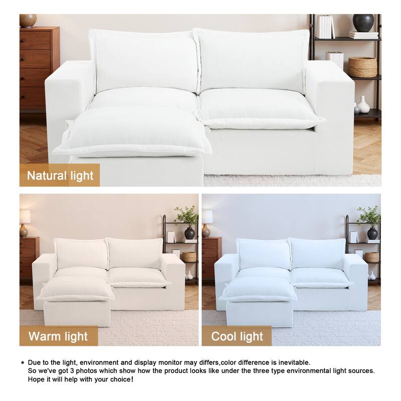 Chenille L-Shaped Modular Sectional Sofa Comfy Cloud Couch For Living Room