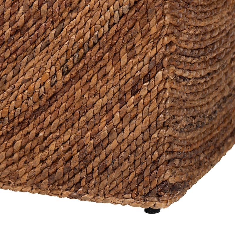 Verino Handwoven Seagrass Storage Bench with Removable Lid - Rustic Wicker Trunk Chest for Entryway, Living Room, or Bedroom