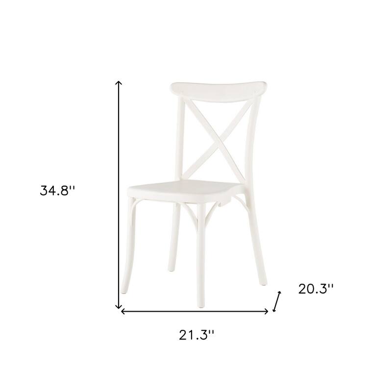 HomeRoots Set of Two White Heavy Duty Plastic Outdoor Stacking Dining Chairs