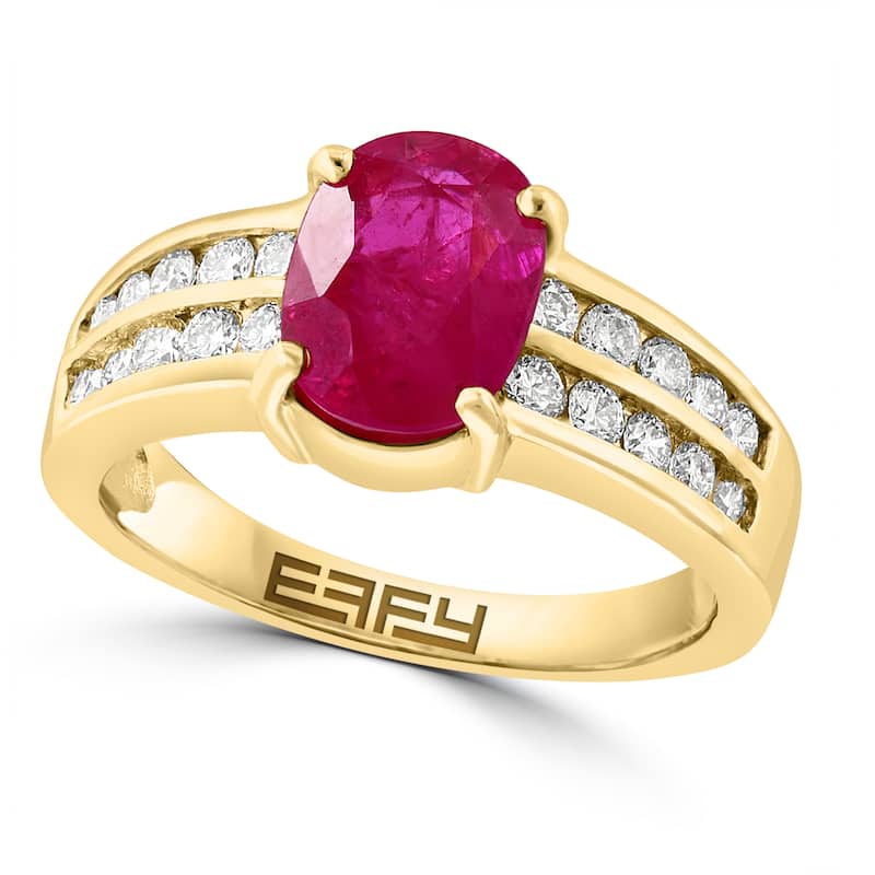 EFFY 14K Gold Diamond Natural Ruby Ring