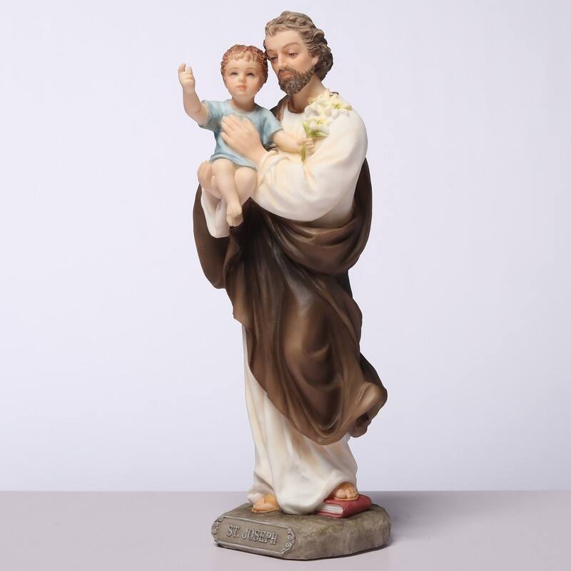 6.3 inches Height Polyresin Saint Joseph Holding Baby Jesus Multicolor Finish Figurine