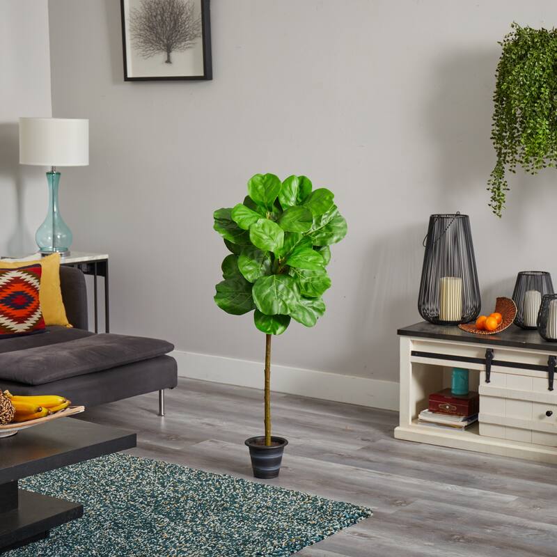 4ft Artificial City Tree with Planter - Indoor Faux Greenery Decor - Green - 41-50 Inches
