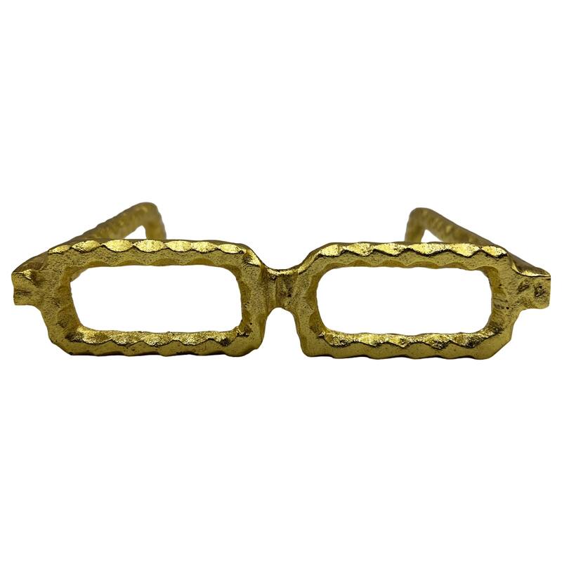 Decorative Handmade Aluminum 8 inch Glasses Sculpture - 7 x 8 x 1.5 in