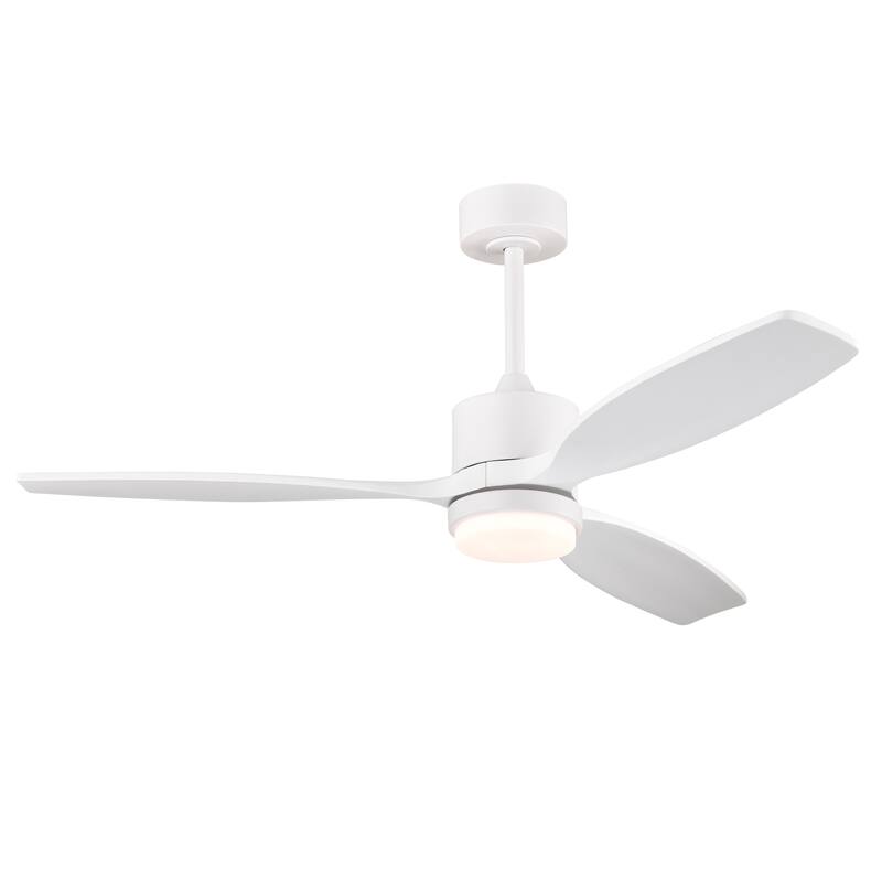 Yerma 52-inch Solid Wood and Metal Lighted Ceiling Fan with LED Lighting - White-White