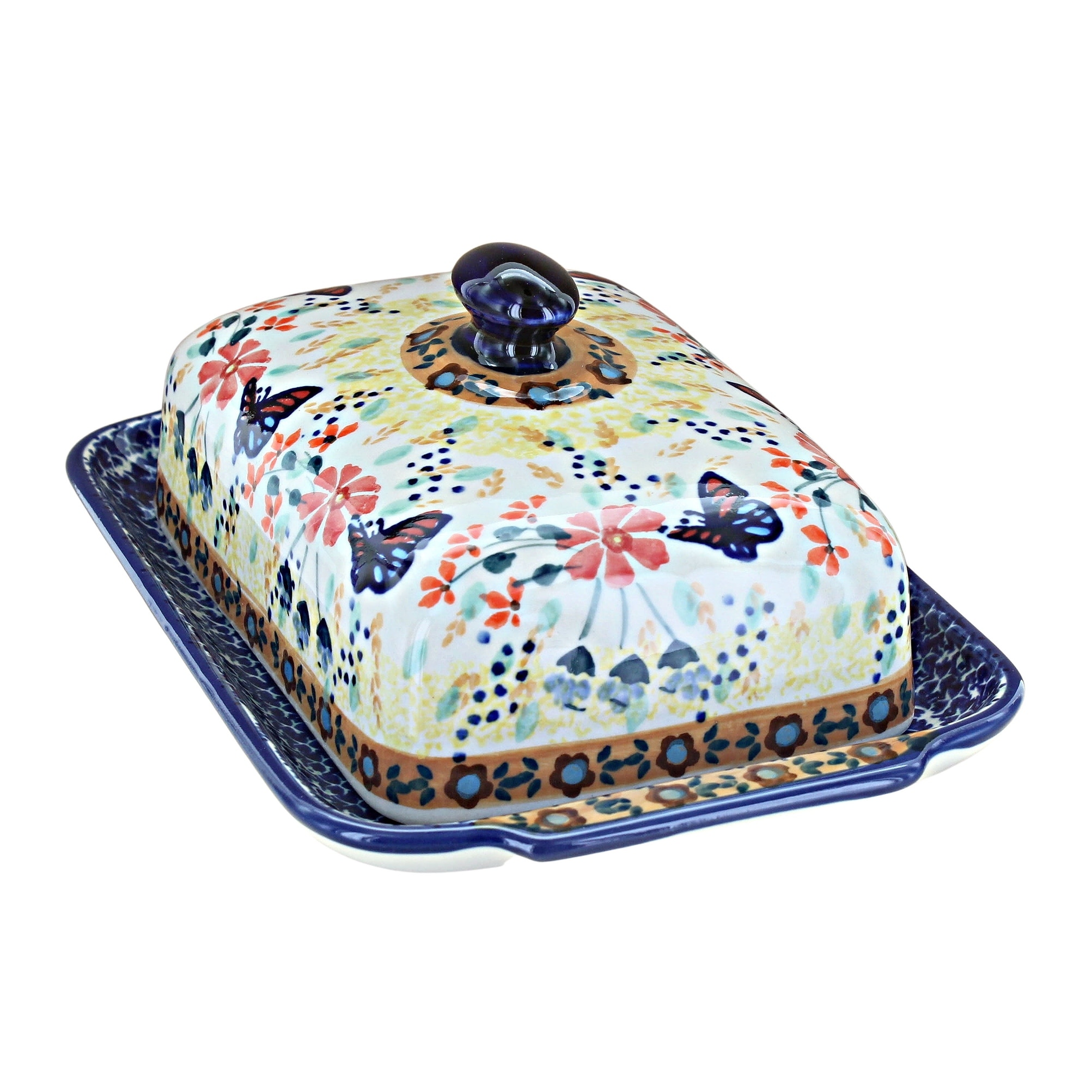 Blue Rose Polish Pottery M080 Manufaktura Large Butter Dish