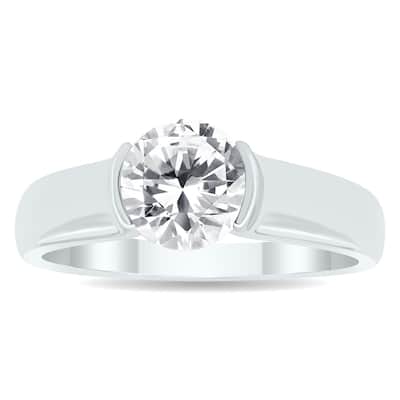 Marquee Certified 1 1/2 Carat Half Bezel Diamond Solitaire Ring in 10K White Gold