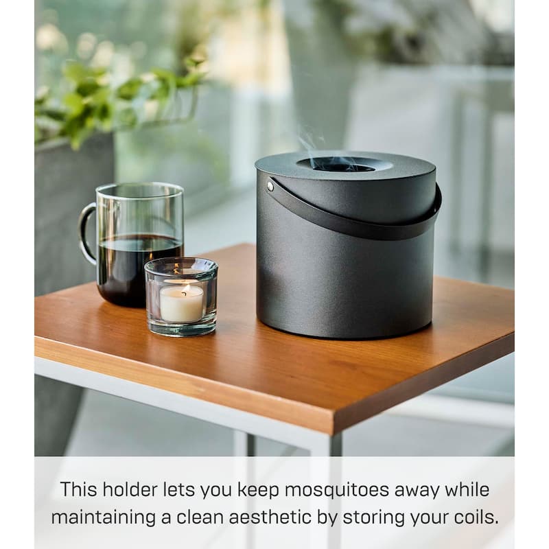Yamazaki Home Mosquito Repellant Coil Holder or Storage Case, Steel - L 6.69 x W 6.69 x H inches
