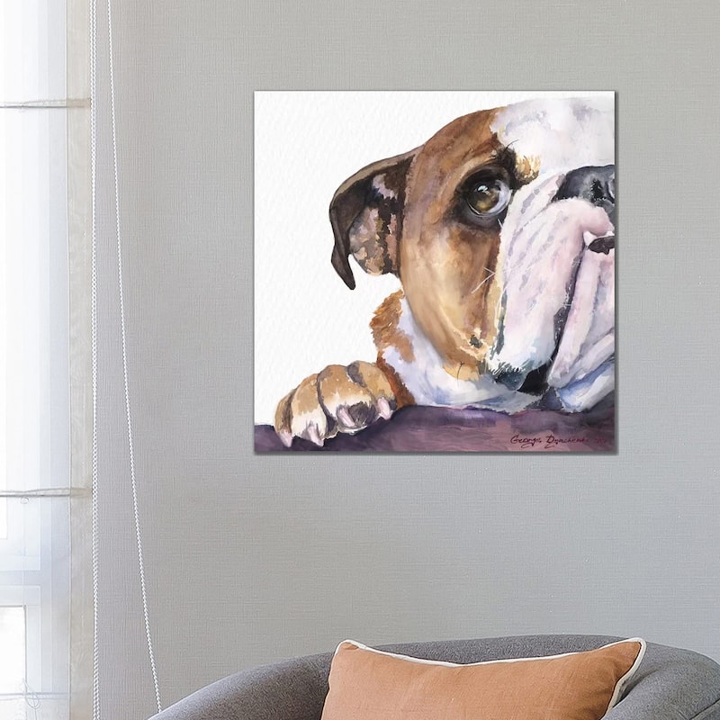 iCanvas "Peek A Boo English Bulldog Puppy" by George Dyachenko Canvas Print - 26x26x1.5