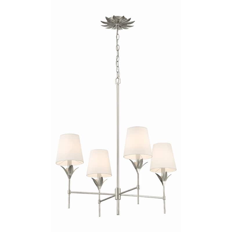 Broche 4 Light Antique Silver Chandelier - 28"W x 28"H x 28"D
