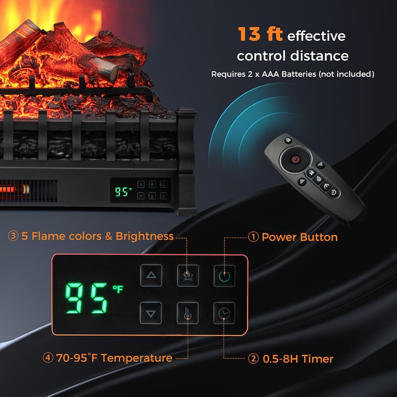 Gymax 26'' Infrared Quartz Electric Fireplace Heater W/ Lemonwood Logs