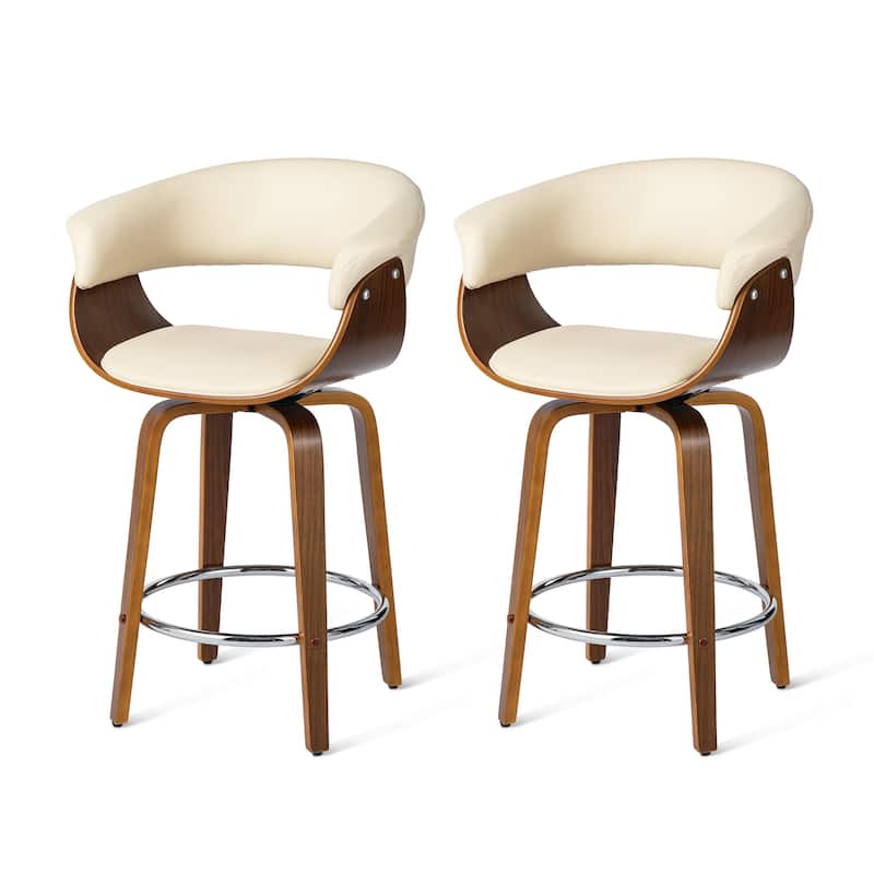 Glitzhome Set of 2 or 4 Modern Counter & Bar Height Wooden Swivel Bar Stools