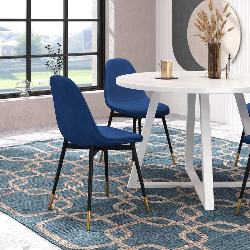 5-Piece, Modern Round Table Dining Set with Trestle Round Table and 4 Chairs, for Kitchens and Dining Rooms, Blue