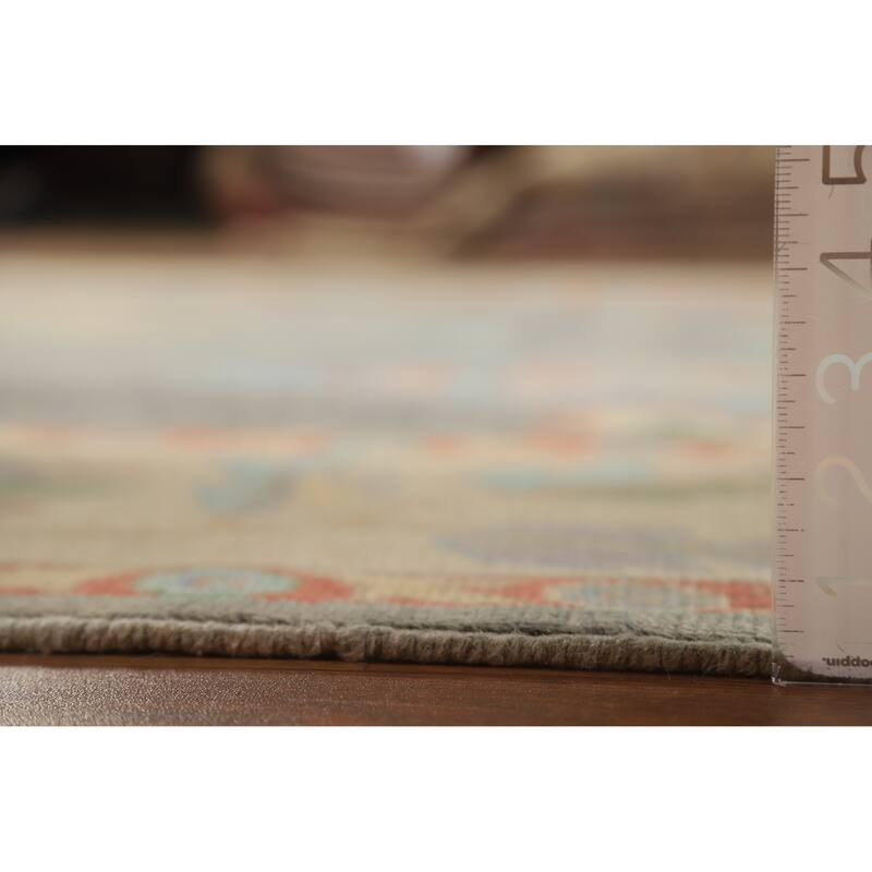 Hand Knotted Oriental 100% Wool Carpet Transitional All-Over Greys & Charcoal Oushak Area Rug - 11' 10'' X 9' 3''