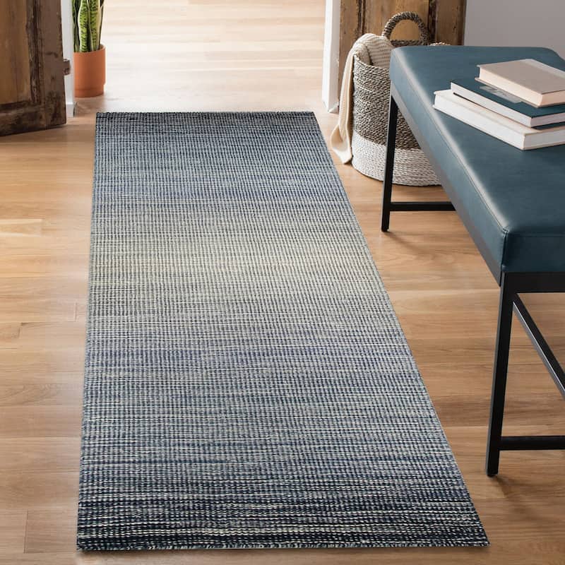 Liora Manne Aruba Hand-woven Wool Ombre Area Rug - 2' x 7'6" Runner - Denim
