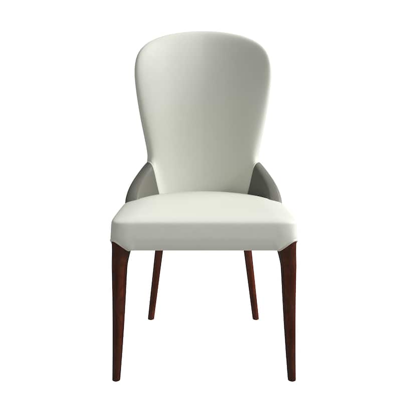 Havana Leather Upholstered Solid Wood Dining Chair Two-Tone Color Design