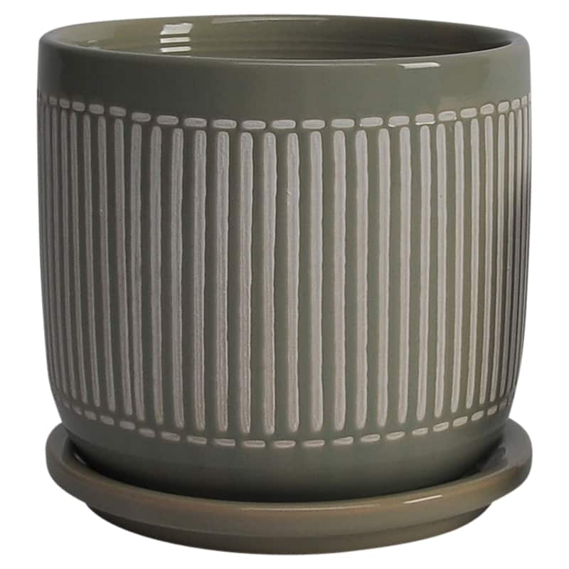 Sagebrook Home Ceramic Planter with Saucer