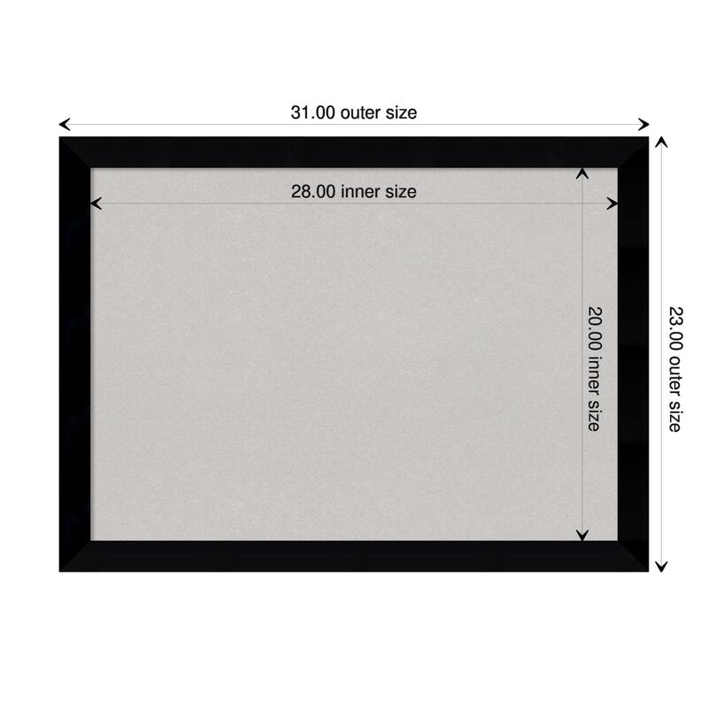 Black Museum Wood Framed Grey Corkboard Bulletin Board - Board Size 28x20