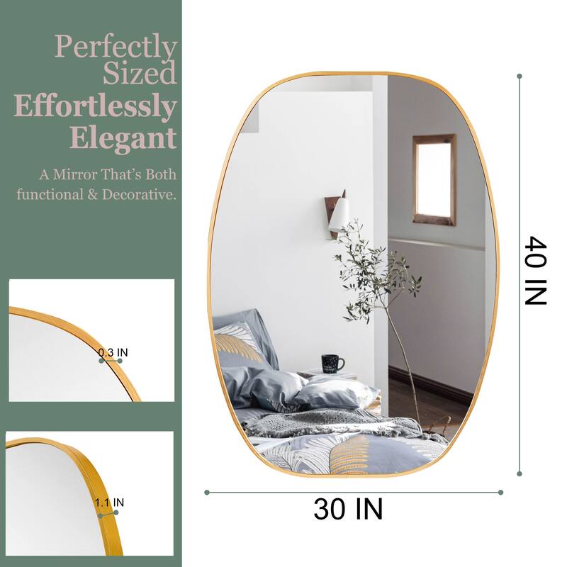 30x40 in Metal Framed Oval Vanity Bathrrom Mirror for Wall