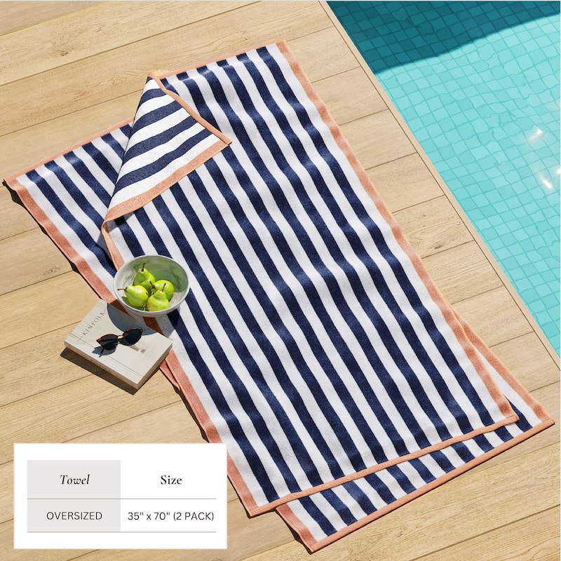 Linery & Co. Oversized Cotton Stripe Beach Towel