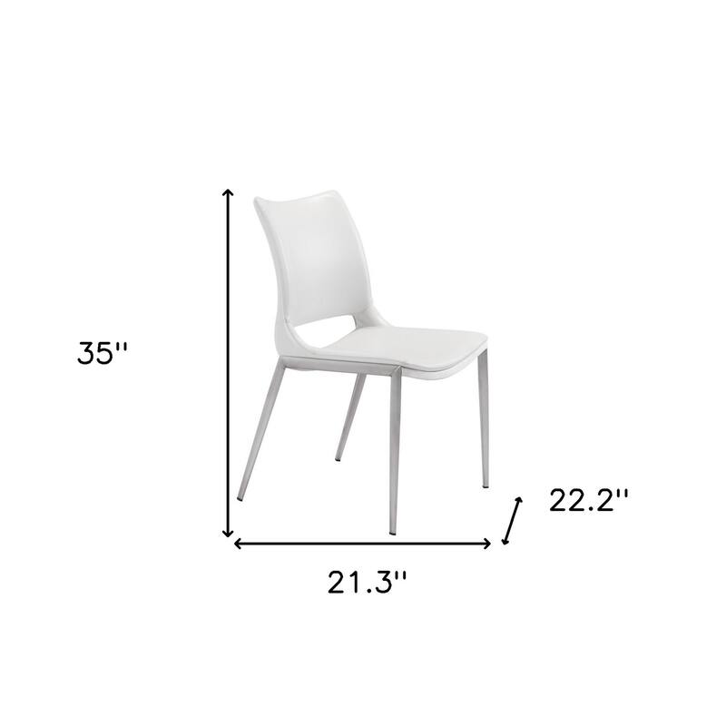 Set of 2 Dining Side Chairs with Silver Legs and Stainless Steel Frame - 22.2” x 21.3” x 35”