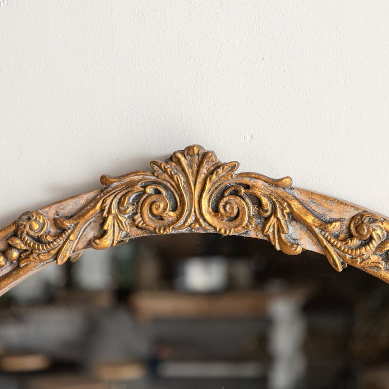 Round Metal Frame Wall Mirror Gold Soild Wood