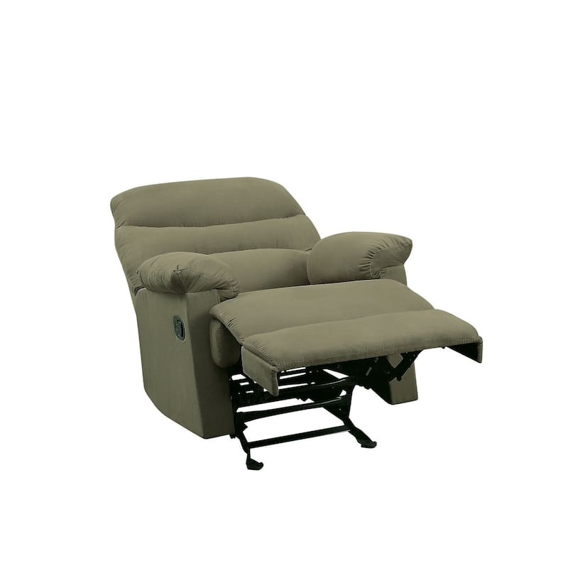 Deby 35 Inch Modern Recliner, Foam Cushioned Seat, Microfiber, Sage Green