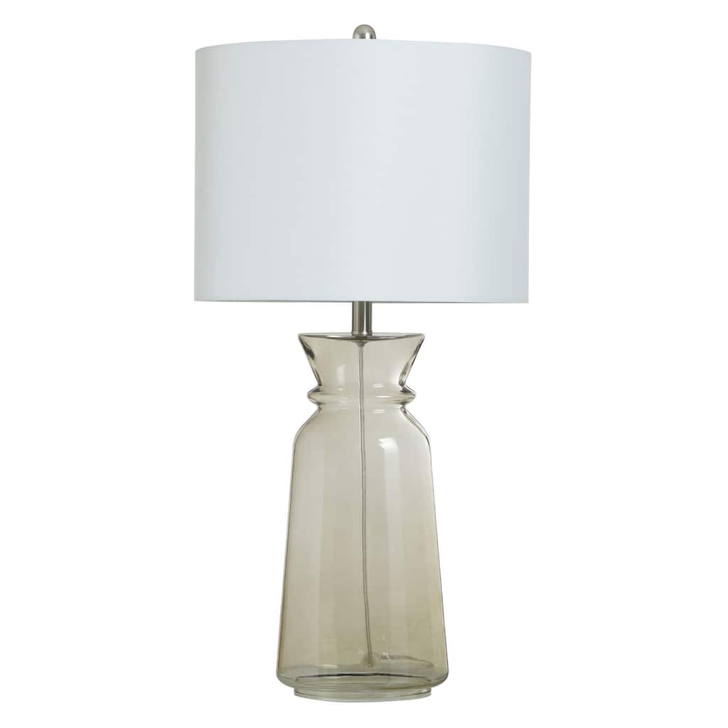 Elyse - Rippled Smoke Glass Body Table Lamp - White Shade