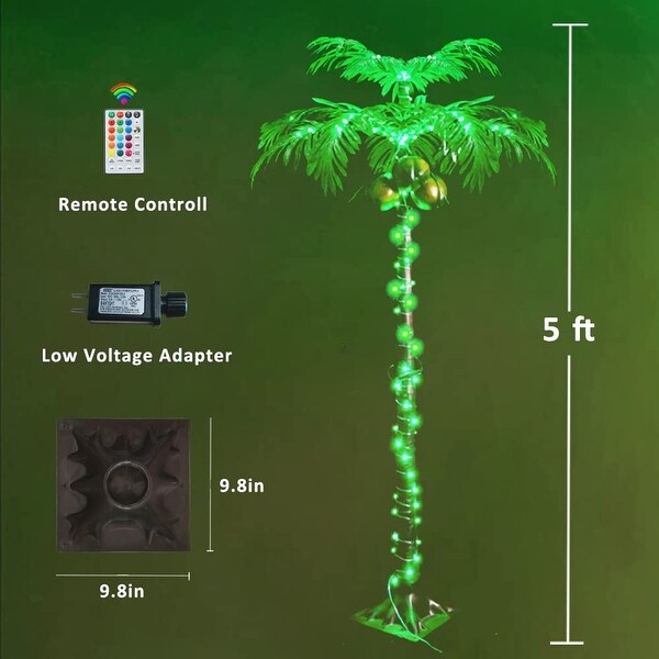 5FT 189 LEDs Lighted Palm Trees, Artificial Palm Tree Lights with